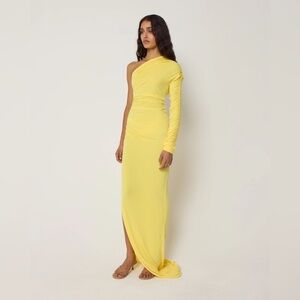 KHY yellow one sleeve gown NEW NWT size large
